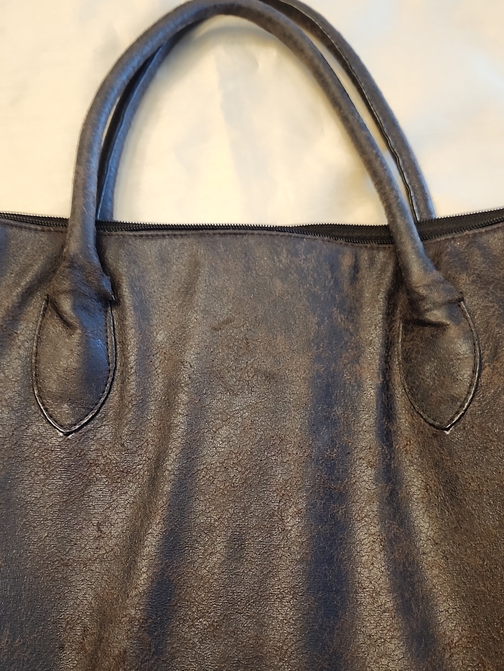 Hand Crafted Embroidered Brown Faux Leather Bohemian Style Large Tote Bag, $35 - Picture 5 of 11